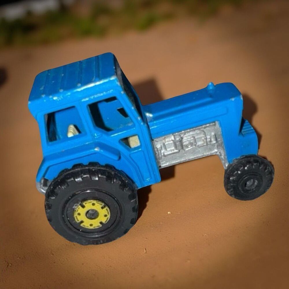 Vintage 1978 Matchbox Lesney Superfast #46 Blue Ford Tractor Harrow Yellow B7